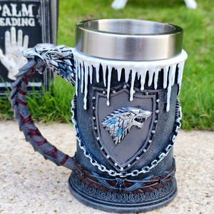 Meilleures ventes transfrontalières : Gobelet à eau en résine synthétique, design tête de loup magique sur pied haut, thème Bar Game <span class=keywords><strong>of</strong></span> Thrones, pour boissons et bière, Chine - Product Image 3