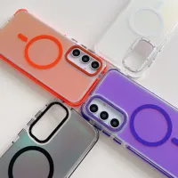 NOUVEAU Étui de téléphone en métal avec protection d'objectif pour Samsung Galaxy A56 A36 A26 A16 A06 A55 A54 A53 A35 A34 5G 4G, compatible charge sans fil, coque à changement de couleur