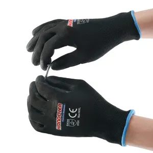 Hardware promotion black PU safety work gloves for repair and fix machine