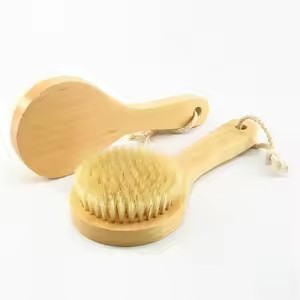 Natural Bristle Short Handle Bamboo Bath <b>Brush</b> Suitable for Body Clean - Product Image 6