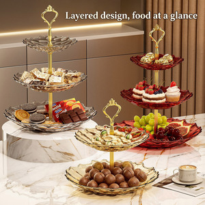 Bandeja de Plástico de Lujo de 3 Niveles para Frutas, Postres, Nueces, para Mesa de Centro, para Servir en Bodas, Fiestas y como Regalo - Product Image 2