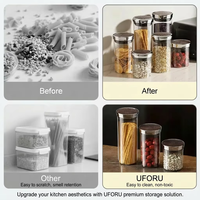 UFORU Contenants de stockage alimentaire en plastique PET hermétiques personnalisés avec couvercles, ensemble de boîtes de cuisine empilables réutilisables, récipients alimentaires