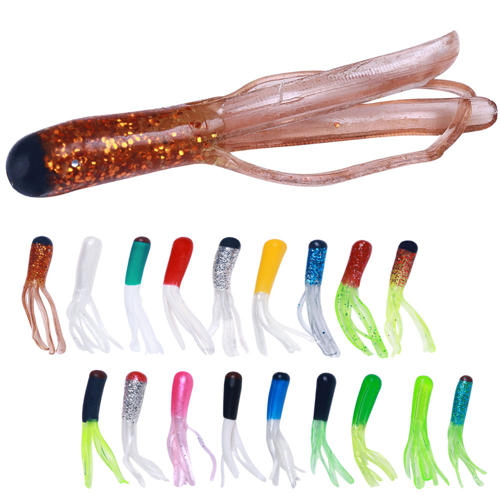 Fishing Tube Lure 48mm Soft Plastic Squid Bait - 10pcs Assorted Colors for  Effective Lake & Ocean Fishing