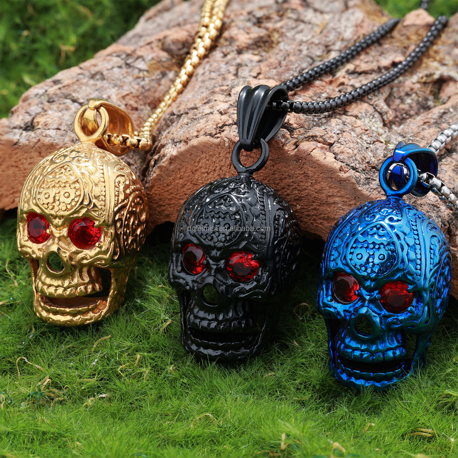 Skull Necklace Biker Necklaces Mens Skull Necklace For Men Stainless Steel  Gothic Pendants