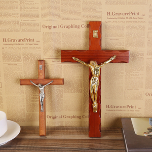 Cristianismo Cruzado cruz cristiana de madera maciza pared Jesús Gran Cruz de la Iglesia Católica decoración de la pared - Product Image 2