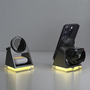 Chargeur de bureau support chargeur rapide 3-en-1 magnétique sans fil tactile cristal clair pour iPhone - Product Image 5