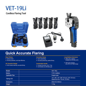 Cordless Power Quick Flaring <strong>Electric</strong> Flaring Tool <strong>Kit</strong> VEF-19LI Easy Flaring Innovative Clamp Long Battery Enduranc 7.2V Lithium - Product Image 5