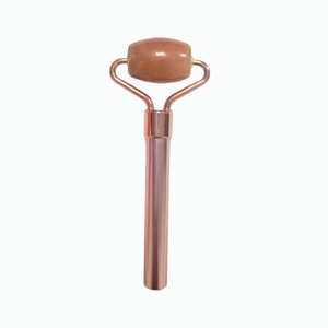 Rodillo de masaje pequeño de aventurina roja con mango de aleación de zinc para lifting facial y masaje de puntos de acupuntura - Product Image 1