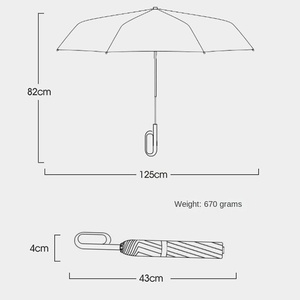 27 Inch Modern 10-Bone Fully-Automatic Folding 190T Nylon Large <b>Windproof</b> Double Car Sunshade <b>Umbrella</b> Set - Product Image 2