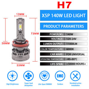 CAR-REFINE 160W 16000LM X5P K5C Bombilla de faro LED Canbus 6000K H1 <span class=keywords><strong>H3</strong></span> H4 H7 H8 H11 9005 HB4 Luces Led Auto H4 Faros antiniebla para automóviles - Product Image 5