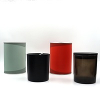 Récipient porte-bougie en verre de 15oz 20oz avec couvercle et boîtes emballant des bouteilles en verre élégantes pour l'affichage de bougies élégantes