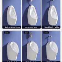 Urinal Sensor Otomatis Gantung Dinding, Urinal Keramik Tanpa Sentuh Inframerah untuk Pria, Hemat Air untuk Kamar Mandi Komersial