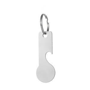 Porte-clés multifonctionnel en acier inoxydable avec décapsuleur et jeton de supermarché, anti-perte, gravé au laser - Product Image 1