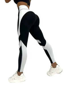 Leggings de Yoga de Cintura Alta con Bloques de Color, Largos, Elásticos en Cuatro Direcciones, con Franja Lateral, Pantalones Deportivos para Mujer - Product Image 1