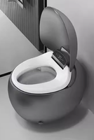 Sanitaires de salle de bain de luxe gris argenté noir, WC intelligent monobloc, cuvette de toilette ronde, siphon en S, toilette intelligente automatique