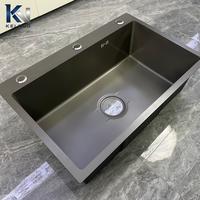 Évier de cuisine en acier inoxydable de bonne qualité, fait à la main, finition bronze, évier simple
