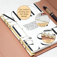 Cahier Essentiel Modèle A6 Vegan PU Cuir Journal Bas quantité minimale de commande Personnalisé Tri Pli Rechargeable Planificateur De Feuilles Mobiles Journal D'affaires