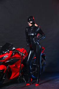 Barboteuses noires en cuir PU pour femmes sexy <span class=keywords><strong>Combinaison</strong></span> réfléchissante aspect humide <span class=keywords><strong>Catwoman</strong></span> une pièce Cosplay Catsuit - Product Image 5