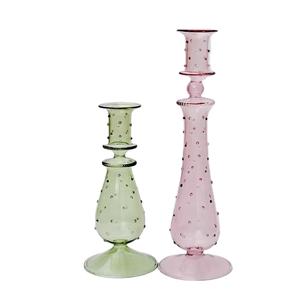 เชิงเทียนแก้วทรงยาวสีสันสดใสแบบเป่าด้วยมือสไตล์อียิปต์ ผลิตตามสั่ง พร้อมลวดลายจุดตกแต่ง - Product Image 1