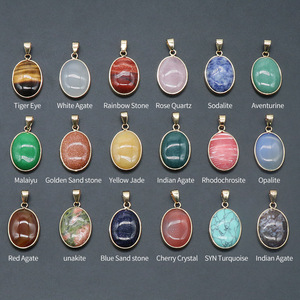 Драгоценный камень из натурального агата, полудрагоценный камень, овальная окантовка, подвеска в форме половинки яйца, медное ожерелье, Экологичная любовь - Product Image 2