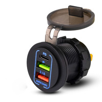Chargeur de voiture double USB 12V 24V personnalisé avec logo, chargeur rapide étanche avec voltmètre pour utilisation automobile et marine