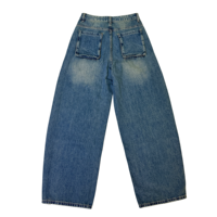 Jean taille haute déchiré coupe large et incurvée style streetwear pour femme XL – Qualité supérieure personnalisable en denim polyester/coton