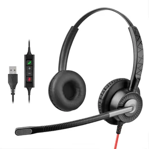 Factory Price OEM Wired Computer Headphone Call Center USB Headset With Microphone Noise Cancelling Inline Control For Office