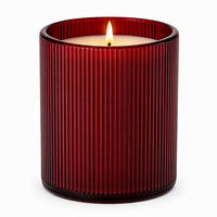 Grüne Gerippte Glas-Duftkerze mit Natürlichem Sojawachs Langanhaltende Aromatherapie-Flamme für Heimdekoration & Gedankenvolle Partygeschenke
