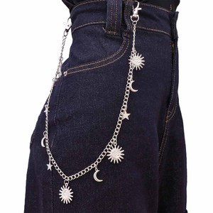 จี้รูปดาวพระจันทร์พระอาทิตย์ สร้อยคาดเอว เงินทิเบต สไตล์ฮิปฮอป พังก์ สำหรับใส่ทุกวัน - Product Image 1
