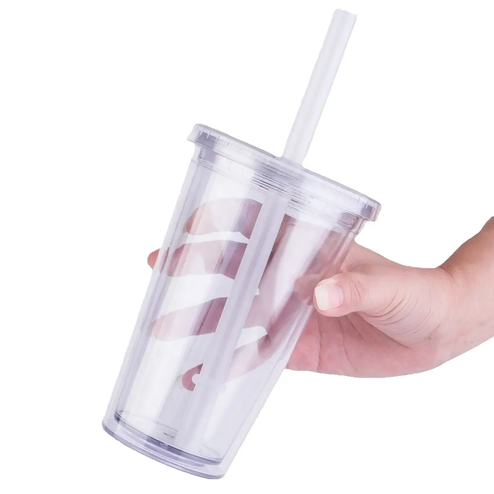 לmlife פופולרי BPA משלוח קיר כפול 500ml/17oz מותאם אישית boba כוס פלסטיק לשימוש חוזר בועת תה כוס
