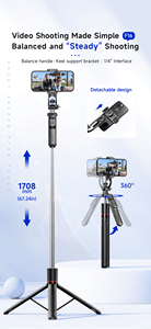 Nouveau trépied perche à selfie sans fil F16 en acier inoxydable de 1,7 m, pliable, pour caméras d'action et smartphones, pour des prises de vue équilibrées et stables - Product Image 4