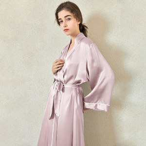 BODHANA 19 Momme 100% Soie de Mûrier Robe de Nuit Longue pour Femme, Peignoir de Luxe en Soie de Haute Qualité - Product Image 3