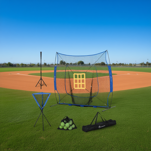 Soczier <b>Baseball</b> Training Set 7.5x7ft Net Tee Stand with 12 Green <b>Balls</b> for Pitching Batting Practice Fielding - Product Image 2