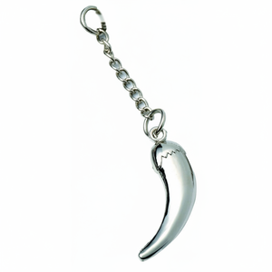 Ciondolo Amuleto a Corno con Catena, Collana alla Moda in Tono Argento - Product Image 2