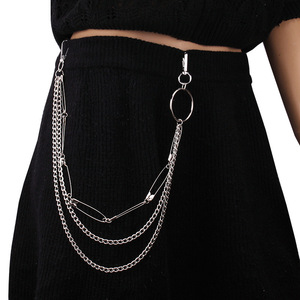 European American Waist <b>Chain</b> Multi Layered Zinc Alloy Heart Shape Punk Hip Hop Fashion Pants <b>Chain</b> Daily Wear - Product Image 2