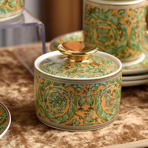 Nordic Green Luxury 15-Piece Ceramic Bone Porcelain Coffee Set <b>for</b> Afternoon <b>Tea</b> Promotional Offer - Product Image 4