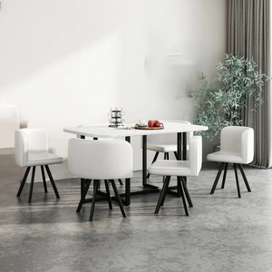 Trắng <span class=keywords><strong>7</strong></span> miếng đôi bệ ăn đặt một bàn ăn và sáu ghế giả da cho phòng ăn nhà bếp - Product Image 5