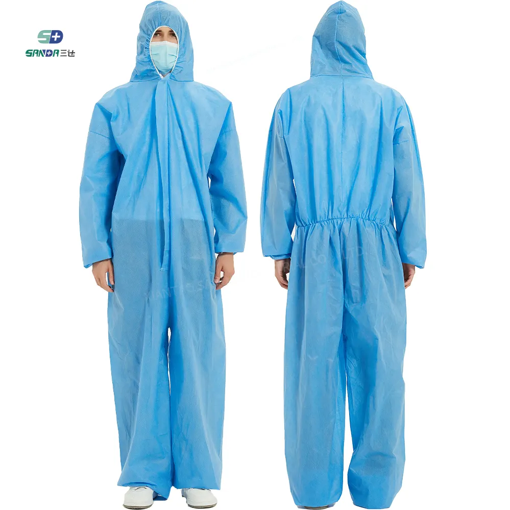 Combinaisons PPES Niveau 3 SMS Sécurité Hazmat Costume Bleu Combinaison jetable Combinaisons de protection