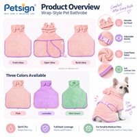 Peignoir pour chien en microfibre 300 GSM, polaire corail, séchage rapide, serviette de bain pour animaux de compagnie, fabrication OEM, vente en gros