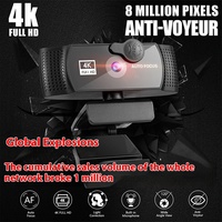 Webcam 4K 2K 1K Full HD Kamera Web Fokus Otomatis Dengan Mikrofon USB Plug Web Cam untuk PC Komputer Laptop Video Kamera Mini