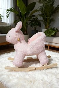 Chaise à <span class=keywords><strong>bascule</strong></span> en <span class=keywords><strong>peluche</strong></span> lapin rose pour tout-petits-Rocker en <span class=keywords><strong>peluche</strong></span> douce pour enfants de 1 à 3 ans, cadeau bébé sûr et mignon - Product Image 3