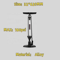 Pompe à vélo Worldcycle en aluminium pour chambre à air, gonfleur haute pression compatible Schrader et Presta, manomètre 160 PSI, modèle 60E pour le cyclisme
