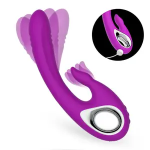 G-Spot เครื่องสั่นคู่รูปกระต่าย,เซ็กส์ทอยดิลโดกันน้ำชาร์จไฟได้สำหรับผู้หญิง Strapon เครื่องกระตุ้นคลิตอริสช่วยตัวเอง