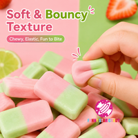 Bonbons gélifiés halal personnalisés en gros, saveur fruitée, deux tons, acidulés et sucrés, cerise et pomme, style suédois, à mâcher, OEM ODM