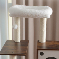 Arbre à chat 2-en-1 rustique marron en bois, grand format, moderne, pour intérieur, avec enclos pour litière, panier, griffoirs et maisonnette pour animaux