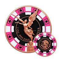 Pièce de monnaie en cuivre de 1 oz, Aigle mexicain, commémorative, de collection, colorée, ronde, type jeton de poker, pièce massive