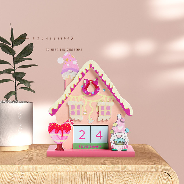 2pcs/set Factory Christmas Wooden Calendar Cute Perpetual Calendar Countdown Board Reusable Desk Table Lamp Side Cabinet