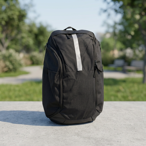 Black Nylon <b>Backpack</b> With Reflective Stripe Large Capacity Sports Bag Custom Logo Design Labels Colours Manufacturer - Product Image 3