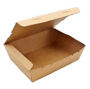 Custom disposable restaurant togo container take away lunch packing boxes for fast food grade kraft paper packaging box