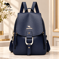 Sac à dos pour femme en cuir PU, design à rabat, boucle en U dorée, poches zippées sur le devant, quincaillerie dorée, OEM ODM, vente en gros, MOQ 10 pièces